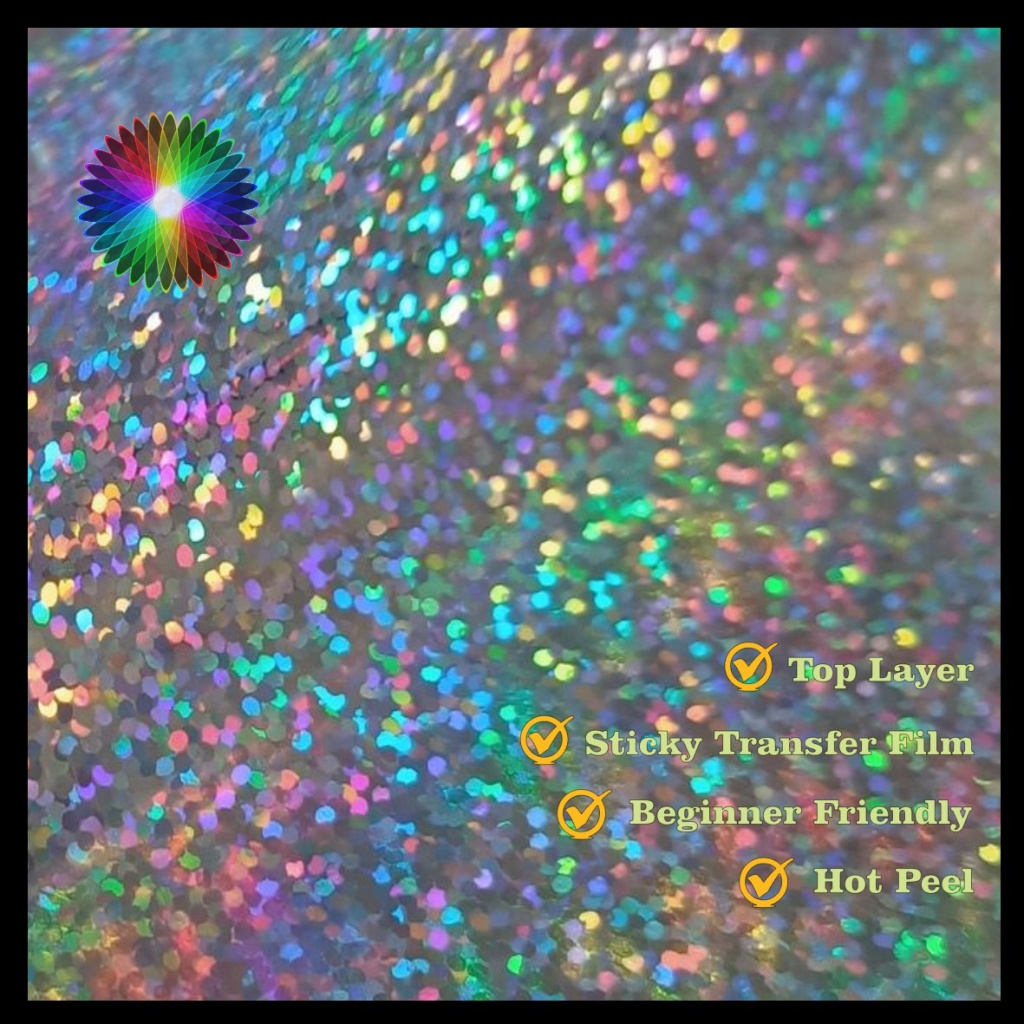 Soft Metallic Foil Silver Rainbow Flake Knight HTV