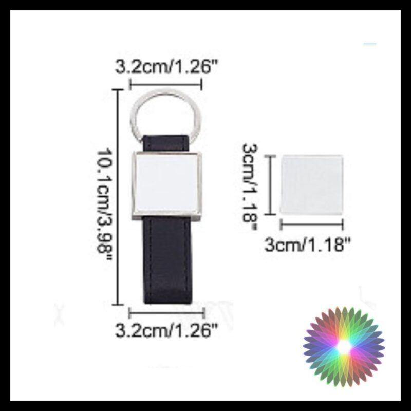 Sublimation Key Chain With Black Leather PU Strap - Image 2