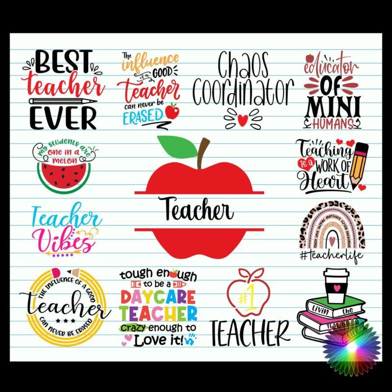 20oz Sublimation Tumbler Wrap Prints - Teacher - Add Name - Image 3